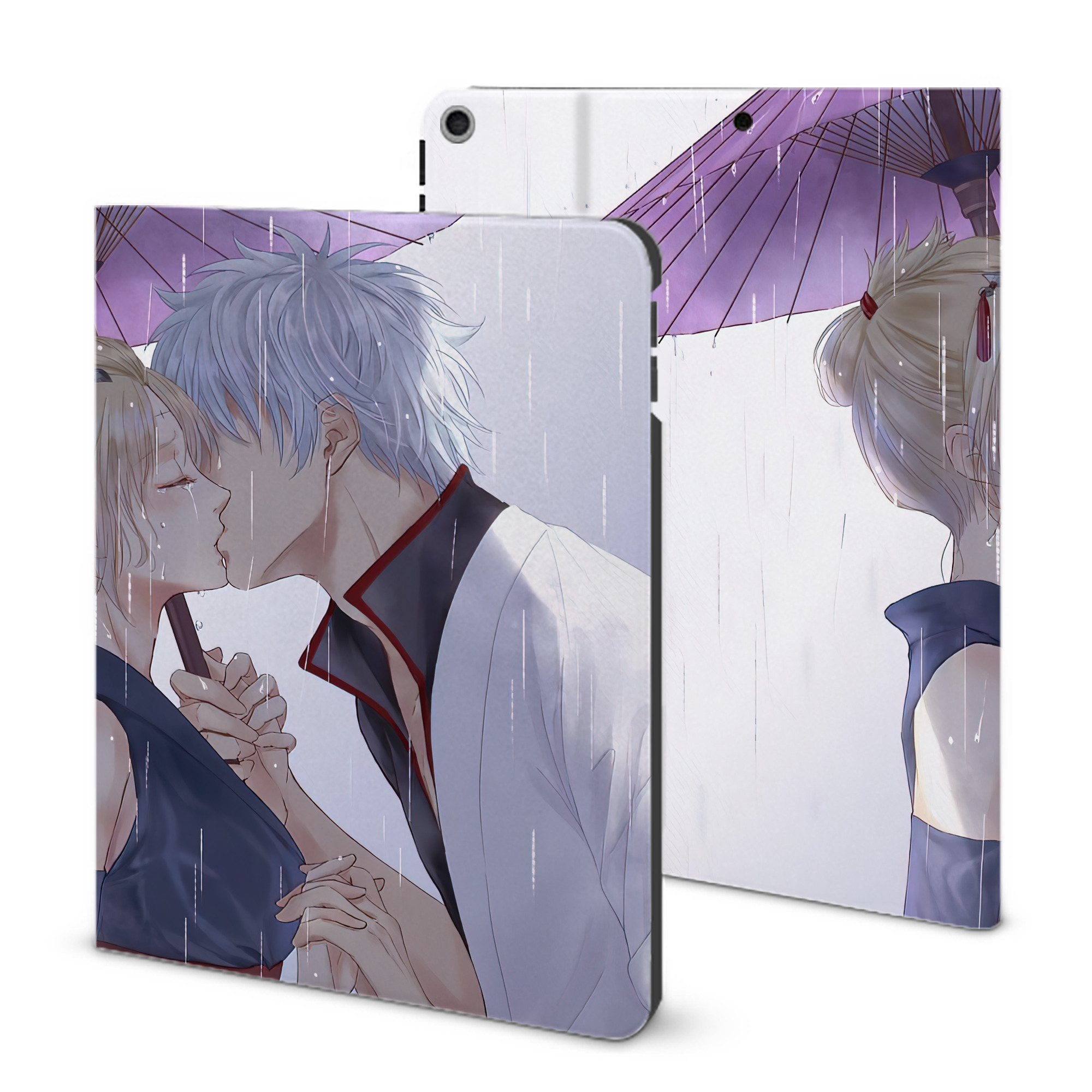 ぎんたま 坂田銀時（さかたぎんとき） 神楽 志村新八（しむら しんぱち） GINTAMA Sakata Gintoki Kagura Shimura Shinpachi IPad ケース ブック型 PUレザー TPU 耐衝撃 軽量 薄型 ペン収納なし 全面保護 IPad 各モデル対応